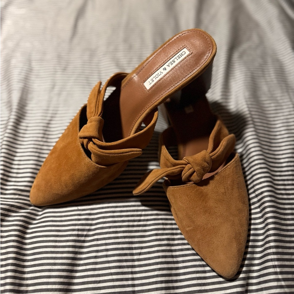 Chelsea & Violet suede mule heel